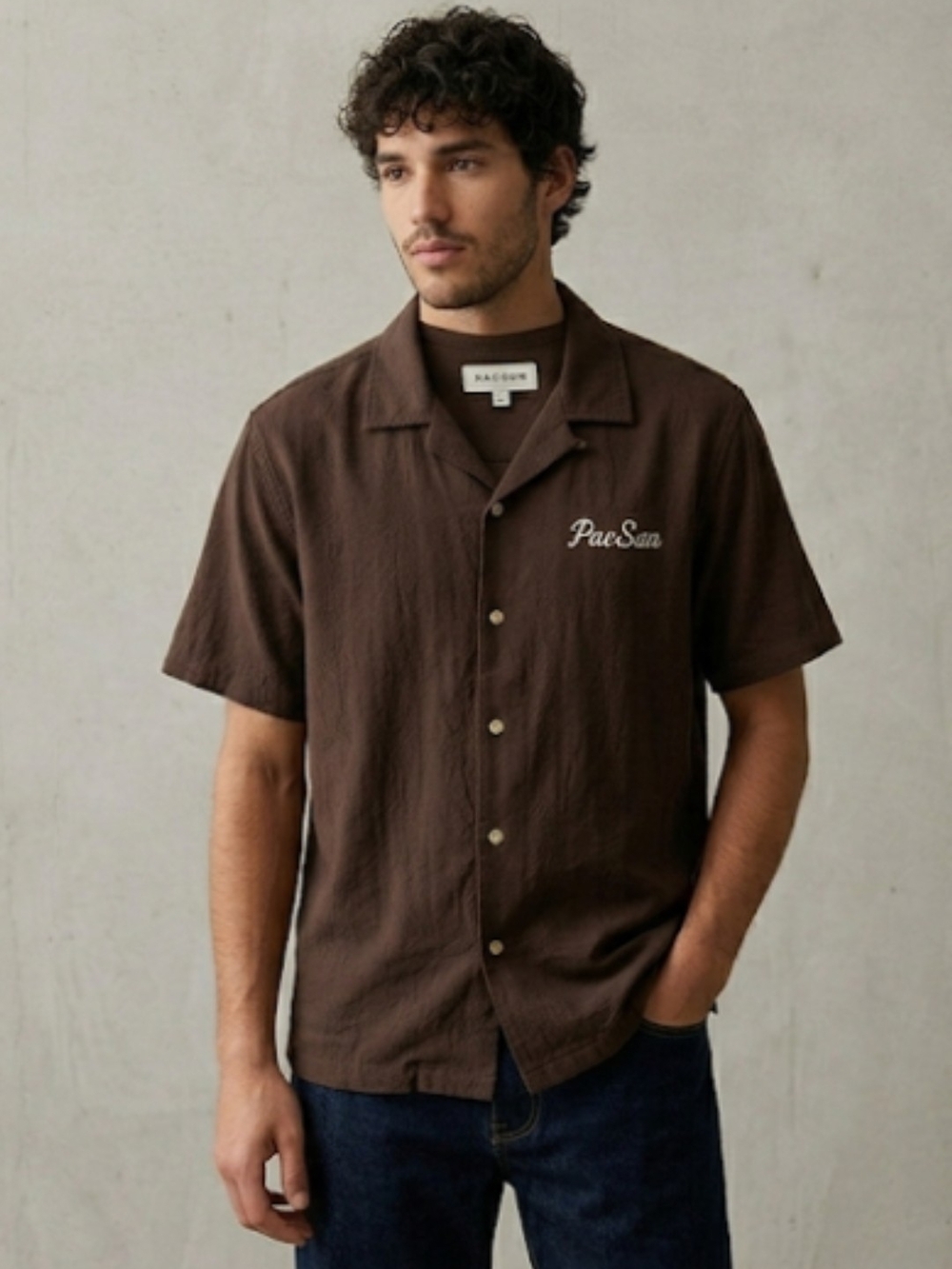 PacSun Men’s Short-Sleeve Button-Down Shirt - Dark Brown
